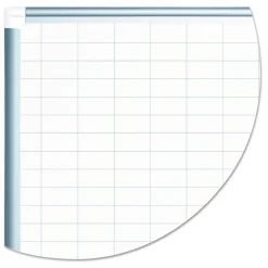 Online 1 in. x 2 in. Grid 36 in. x 24 in. Aluminum Lacquered Steel Magnetic Dry Erase Planning Board with Accessories - White/Silver Office Presentation Supplies