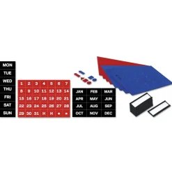 Online 1 in. x 2 in. Grid 36 in. x 24 in. Aluminum Lacquered Steel Magnetic Dry Erase Planning Board with Accessories - White/Silver Office Presentation Supplies