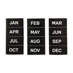 Hot 2 in. x 1 in. Months of Year Interchangeable Magnetic Board Accessories - Black/White (12/Pack) Office Presentation Supplies