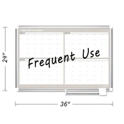 Hot 36 in. x 24 in. 4-Month Planning/Scheduling Magnetic Dry Erase Calendar Board - White Surface, Satin Aluminum Frame Office Presentation Supplies
