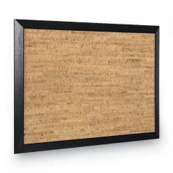 Outlet 24 in. x 18 in. Natural Cork Bulletin Board - Tan Surface/Black Wood Frame Office Presentation Supplies