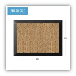 Outlet 24 in. x 18 in. Natural Cork Bulletin Board - Tan Surface/Black Wood Frame Office Presentation Supplies