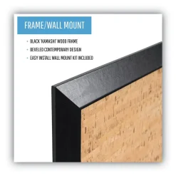 Outlet 24 in. x 18 in. Natural Cork Bulletin Board - Tan Surface/Black Wood Frame Office Presentation Supplies