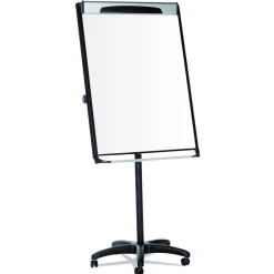 29 in. x 41 in. Platinum Mobile Easel - White Surface/Black Plastic Frame Office Presentation Supplies