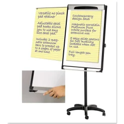 29 in. x 41 in. Platinum Mobile Easel - White Surface/Black Plastic Frame Office Presentation Supplies