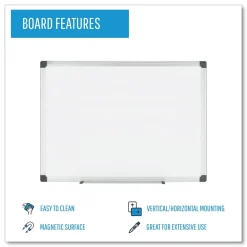 Hot 36 in. x 48 in. Porcelain Value Dry Erase Board - White Surface/Satin Aluminum Frame Office Presentation Supplies