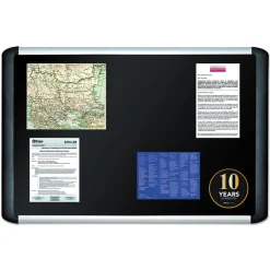 Online 36 in. x 24 in. Soft-Touch Bulletin Board - Black Fabric Surface, Black Aluminum Frame Office Presentation Supplies