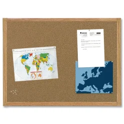 New 36 in. x 24 in. Wood Frame Earth Cork Board - Tan/Oak Office Presentation Supplies