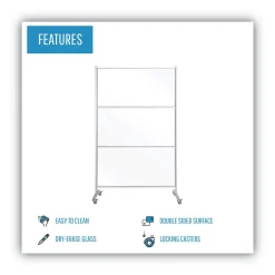 Discount 49 in. x 22 in. x 69 in. Protector Series Mobile Glass Panel Divider - Clear/Aluminum Office Furniture & Lighting