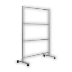 49 in. x 22 in. x 81 in. Protector Series Mobile Glass Panel Divider - Clear/Aluminum Office Furniture & Lighting