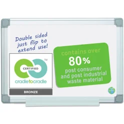 Earth Silver 24 in. x 18 in. Easy Clean Dry Erase Boards - White Surface/Satin Aluminum Frame Office Presentation Supplies