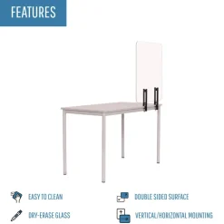 Discount GL2001393 Protector Series 35.4 in. x 0.16 in. x 35.4 in. Frameless Glass Desktop Divider - Clear/Aluminum (1/Carton) Office Furniture & Lighting