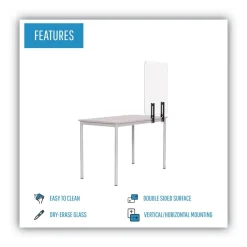 New GL0801393 Protector Series 47.2 in. x 0.16 in. x 35.4 in. Frameless Glass Desktop Divider - Clear/Aluminum (1/Carton) Office Furniture & Lighting