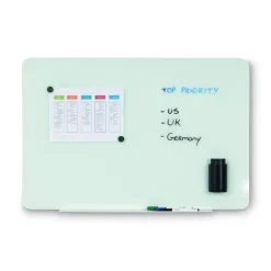Clearance Lago 48 in. x 36 in. Magnetic Glass Dry Erase Board - Opaque White Office Presentation Supplies