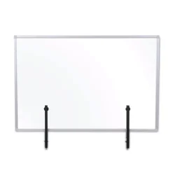 New Protector Series 40.9 in. x 0.16 in. x 27.6 in. Glass Aluminum Desktop Divider - Clear (1/Carton) Office Furniture & Lighting