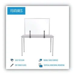 New Protector Series 40.9 in. x 0.16 in. x 27.6 in. Glass Aluminum Desktop Divider - Clear (1/Carton) Office Furniture & Lighting