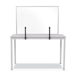 New Protector Series 40.9 in. x 0.16 in. x 27.6 in. Glass Aluminum Desktop Divider - Clear (1/Carton) Office Furniture & Lighting