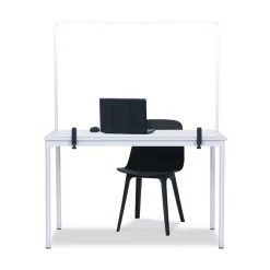New Protector Series 40.9 in. x 0.16 in. x 27.6 in. Glass Aluminum Desktop Divider - Clear (1/Carton) Office Furniture & Lighting