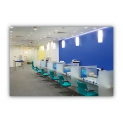 New Protector Series 40.9 in. x 0.16 in. x 27.6 in. Glass Aluminum Desktop Divider - Clear (1/Carton) Office Furniture & Lighting