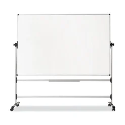 Outlet Silver Easy Clean 36 in. x 48 in. Steel Frame Mobile Revolver Earth Dry Erase Board - White/Silver Office Presentation Supplies