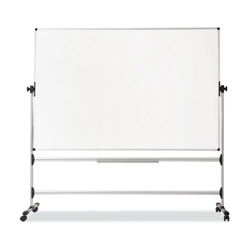 Outlet Silver Easy Clean 36 in. x 48 in. Steel Frame Mobile Revolver Earth Dry Erase Board - White/Silver Office Presentation Supplies