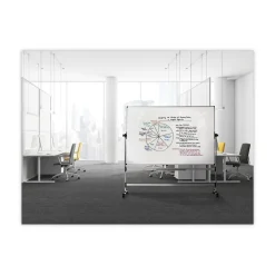 Outlet Silver Easy Clean 36 in. x 48 in. Steel Frame Mobile Revolver Earth Dry Erase Board - White/Silver Office Presentation Supplies