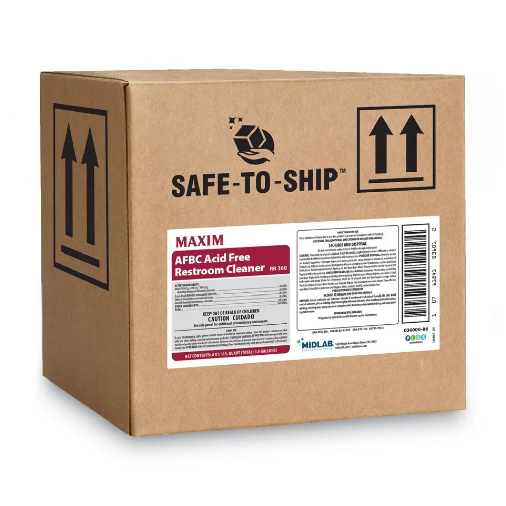 Hot 32 oz. Bottle Safe-to-Ship AFBC Acid-Free Restroom Cleaner - Fresh Scent (6/Carton) Cleaning & Janitorial Supplies