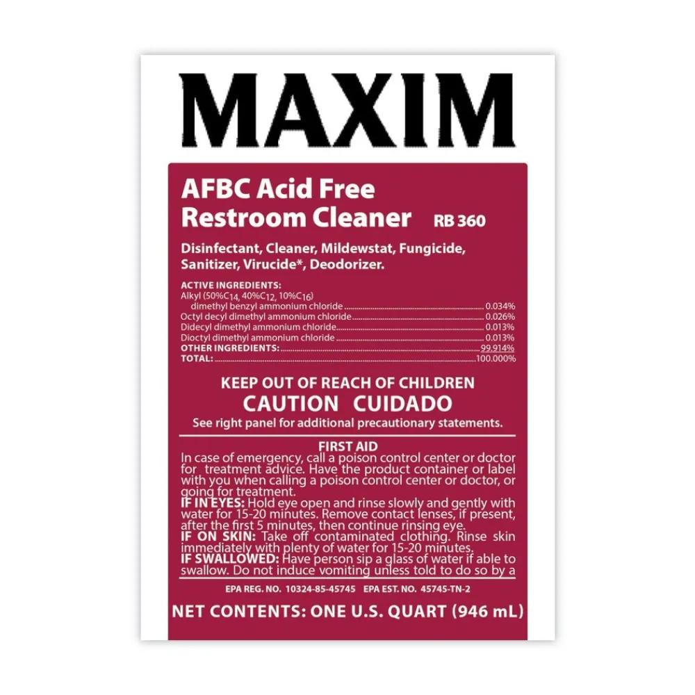 Hot 32 oz. Bottle Safe-to-Ship AFBC Acid-Free Restroom Cleaner - Fresh Scent (6/Carton) Cleaning & Janitorial Supplies