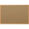 48 in. x 36 in. Economy Cork Board with Oak Frame - Tan Surface/Oak Finished Fiberboard (MDF) Frame Office Presentation Supplies