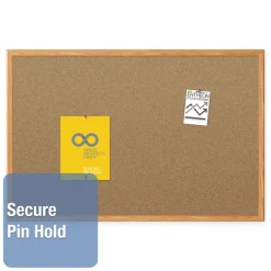 48 in. x 36 in. Economy Cork Board with Oak Frame - Tan Surface/Oak Finished Fiberboard (MDF) Frame Office Presentation Supplies