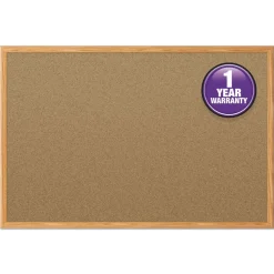 48 in. x 36 in. Economy Cork Board with Oak Frame - Tan Surface/Oak Finished Fiberboard (MDF) Frame Office Presentation Supplies