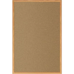 48 in. x 36 in. Economy Cork Board with Oak Frame - Tan Surface/Oak Finished Fiberboard (MDF) Frame Office Presentation Supplies
