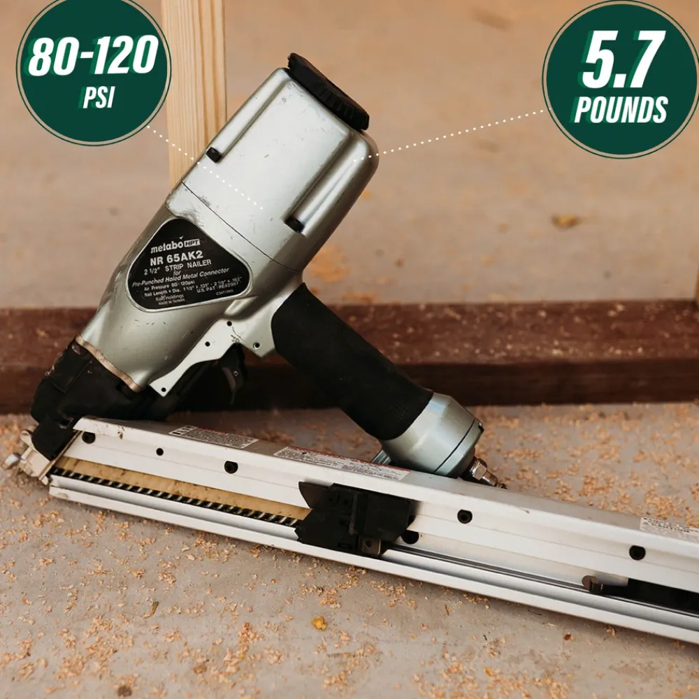 NR65AK2SM 36-Degree 2-1/2 in. Strap-Tite Fastening System Metal Connector Strip Nailer with Short Magazine Pneumatic Nailers And Staplers