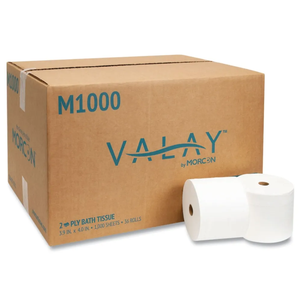 Clearance SMALL CORE BATH TISSUE, SEPTIC SAFE, 2-PLY, WHITE, 1000 SHEETS/ROLL, 36 ROLL/CARTON Cleaning & Janitorial Supplies