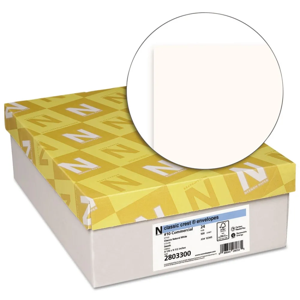 Outlet 4.13 in. x 9.5 in. CLASSIC CREST Commercial Flap Gummed Closure #10 Envelope - Classic Natural White (500/Box) Mailing, Packing & Shipping