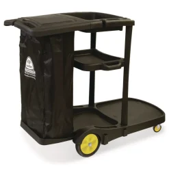 New Premier Janitor Cart, 2 Shelves, Plastic, 18.25 x 44.5 x 38, Black Office Furniture & Lighting