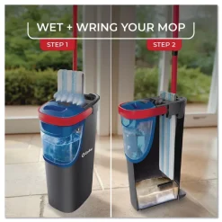 Sale Up to 56 in. Black/Red Handle 9.25 in. x 4.38 in. White/Blue Microfiber Head H2Pro Flat Mop System Cleaning & Janitorial Supplies