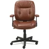 Clearance Swivel/Tilt Leather Task Chair (Fixed T-Bar Arms/ Chestnut Brown) Office Furniture & Lighting