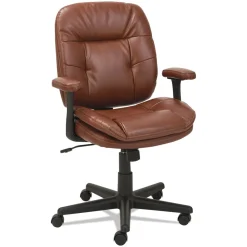 Clearance Swivel/Tilt Leather Task Chair (Fixed T-Bar Arms/ Chestnut Brown) Office Furniture & Lighting