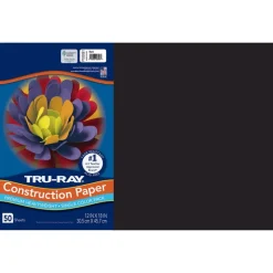 Outlet 12 in. x 18 in. 76 lb Text Weight Tru-Ray Construction Paper - Black (25 Packs/Carton) Paper & Printables