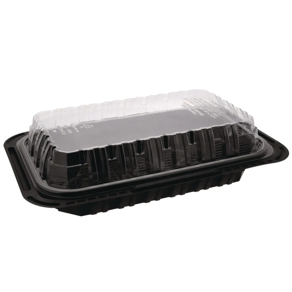 New 13.3 in. x 8.4 in. x 4 in. ClearView MealMaster Chicken Barn - Black/Clear (105/Carton) Tabletop And Serveware