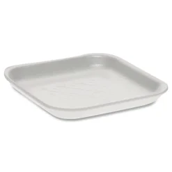 Clearance 5.1 in. x 5.1 in. x 0.65 in. #1S Foam Supermarket Tray - White (1000/Carton) Tabletop And Serveware