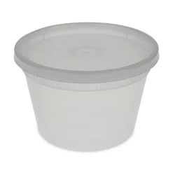 Clearance 2 in. x 2 in. x 2 in. 16 oz. Newspring DELItainer Microwavable Plastic Container - Clear (240/Carton) Tabletop And Serveware