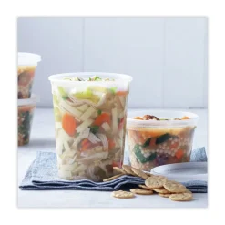 Clearance 2 in. x 2 in. x 2 in. 16 oz. Newspring DELItainer Microwavable Plastic Container - Clear (240/Carton) Tabletop And Serveware