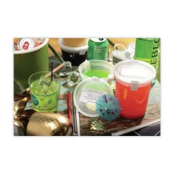 Clearance 2 in. x 2 in. x 2 in. 16 oz. Newspring DELItainer Microwavable Plastic Container - Clear (240/Carton) Tabletop And Serveware