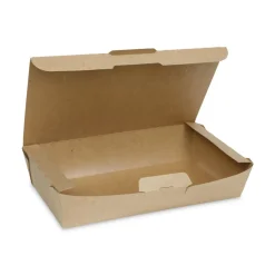 Online 9 in. x 4.85 in. x 2 in. EarthChoice Tamper Evident OneBox Paper Box - Kraft (100/Carton) Tabletop And Serveware