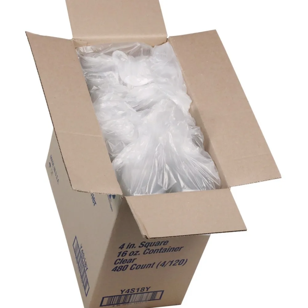 Sale 16 oz 4 x 4 x 3 PET Plastic Square Container - Clear (480/Carton) Tabletop And Serveware