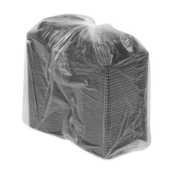 Discount EarthChoice 5.75 in. x 5.95 in. x 3.1 in. Microwavable MFPP Plastic Hinged Lid Container With SmartLock - Black (400/Carton) Tabletop And Serveware