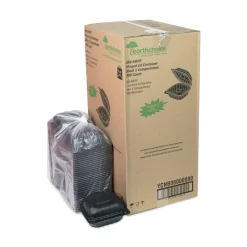 Discount EarthChoice 5.75 in. x 5.95 in. x 3.1 in. Microwavable MFPP Plastic Hinged Lid Container With SmartLock - Black (400/Carton) Tabletop And Serveware