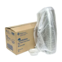 Sale EarthChoice 4.92 in. x 5.87 in. x 1.89 in. 12 oz. Recycled PET Hinged Plastic Container - Clear (200/Carton) Tabletop And Serveware